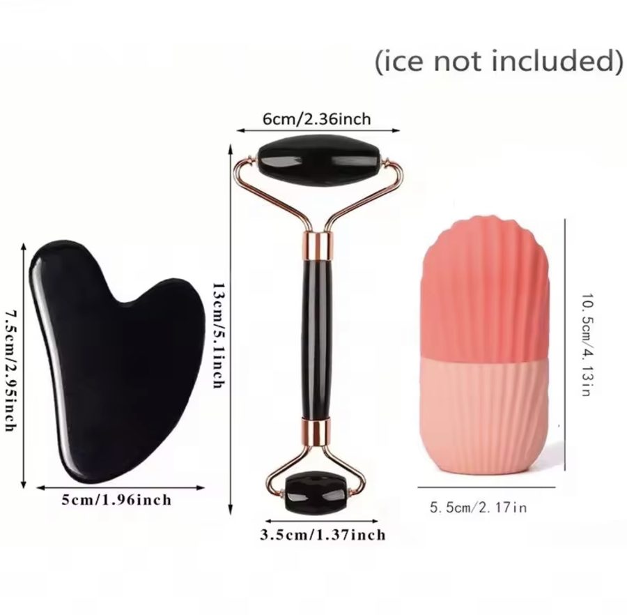 Sizes of the gua sha, roller and ice roller